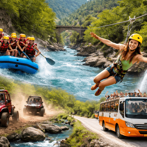 5in1 Super Combo Adventure Tour (Rafting – Zipline – Buggy Riding – Cabrio Bus Safari – Köprülü Canyon) - Turkiye Saki Tours